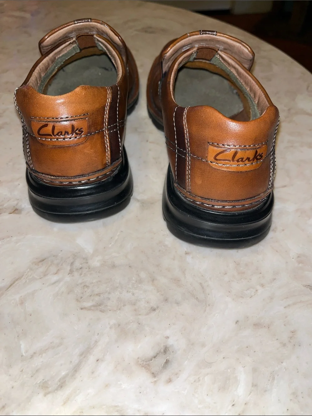 Clarks Men's Cognac Leather Slip-On Casual Loafers